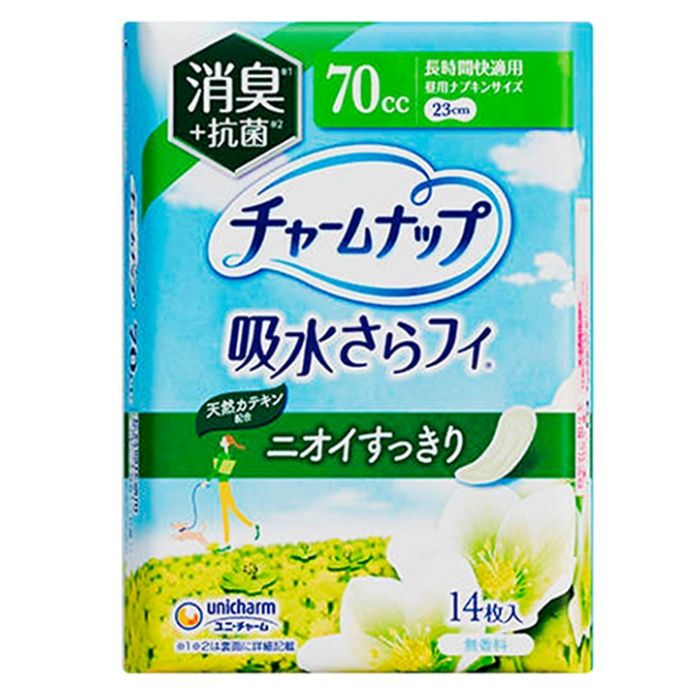 チャームナップ 吸水さらフィ 長時間快適用 70cc 消臭・抗菌タイプ  23cm 14枚 昼用ナプキンサイズ 無香料