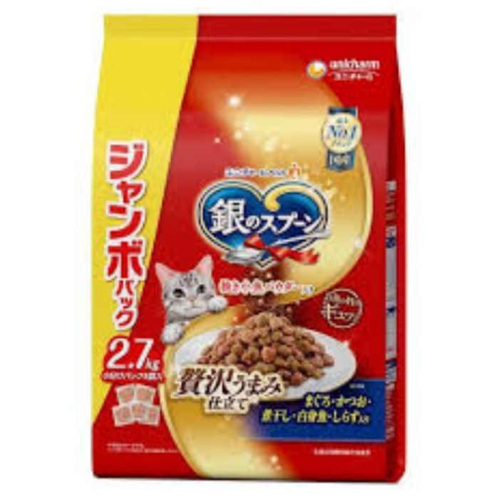 ユニチャーム 銀のスプーンぜい沢うまみ仕立てまぐろ・かつお・煮干し・白身魚・しらす入り 2.7kg