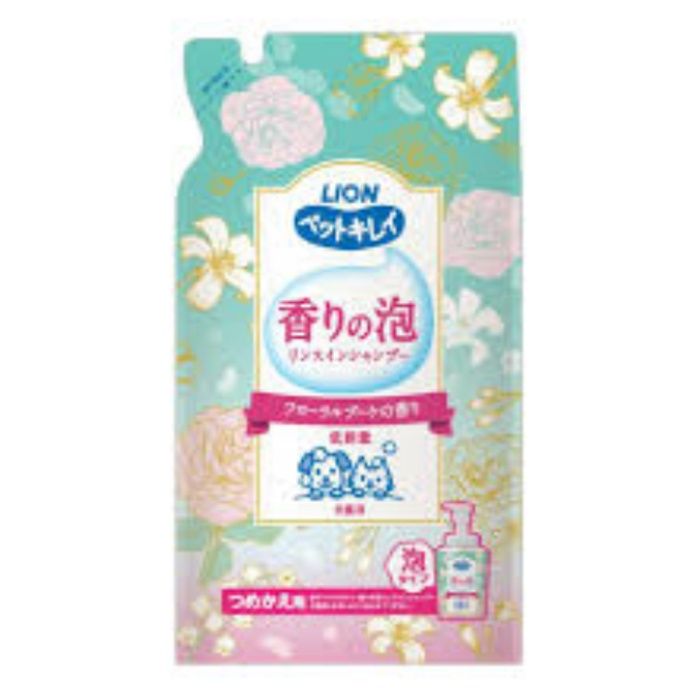 ライオン ペットキレイ香りの泡リンスインシャンプー犬猫用フローラルブーケの香りつめかえ用 400ml