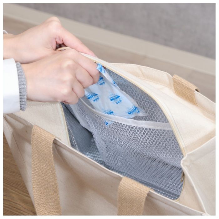 コットン保冷保温 横型大容量バッグ　Mの説明画像4