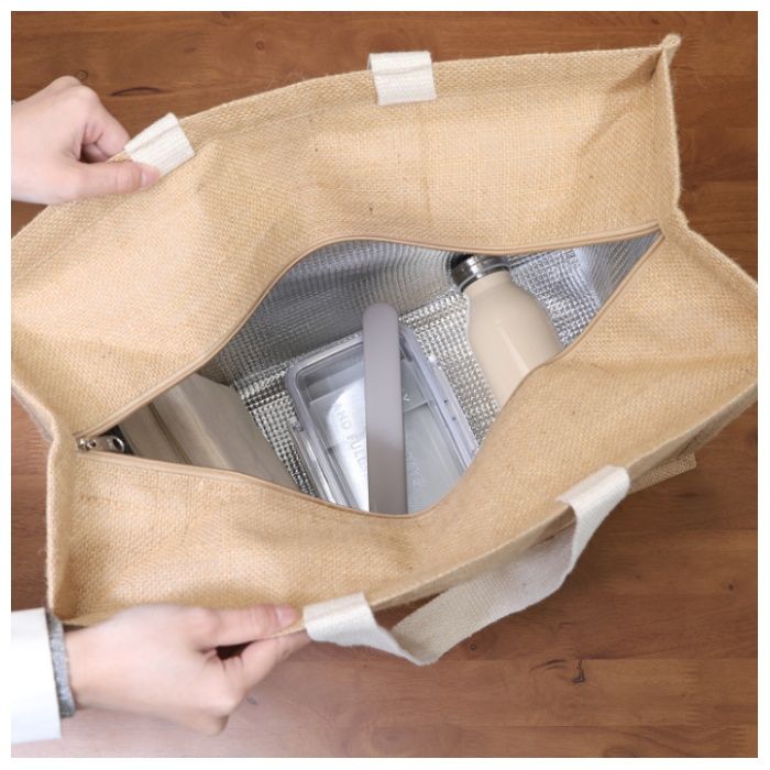 ジュート保冷保温 横型大容量バッグ　Lの説明画像3