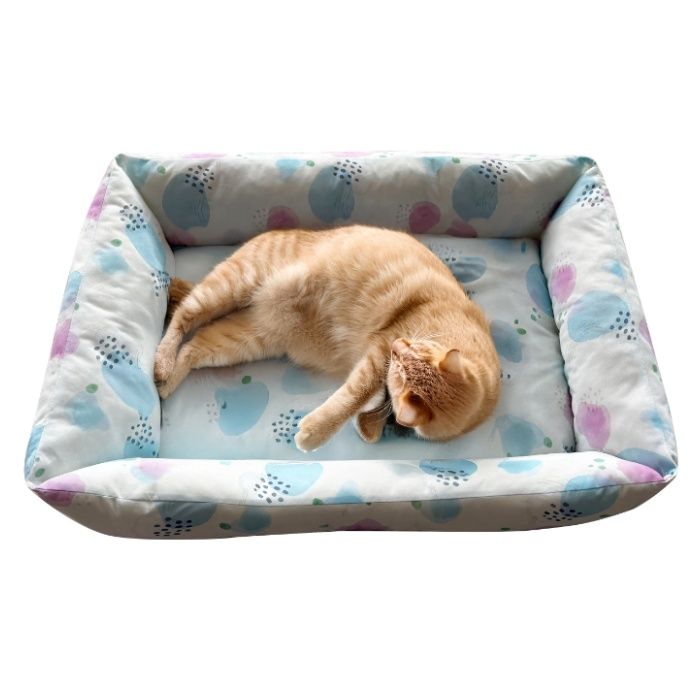 ひんやりプリントスクエアベッドL ポポロ BLの説明画像2