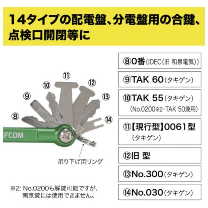 ジェフコム JEFCOM　盤用マルチキー BMK14の説明画像3