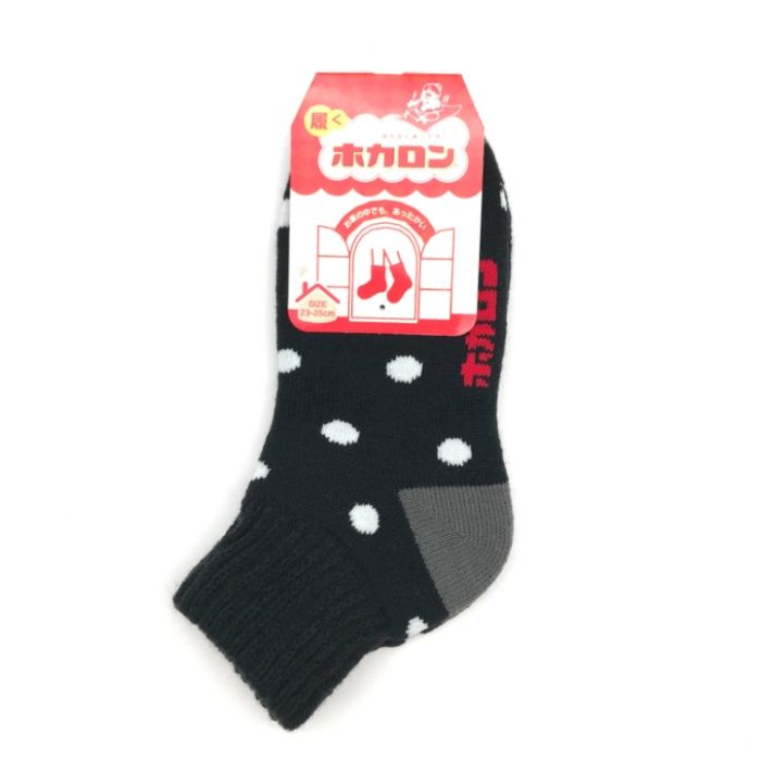 婦人ホカロン　ドット柄靴下 ブラック　23-25cm　DCHL017BK