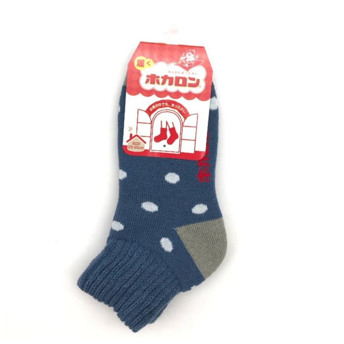 婦人ホカロン　ドット柄靴下 ブルー　23-25cm　DCHL017BU