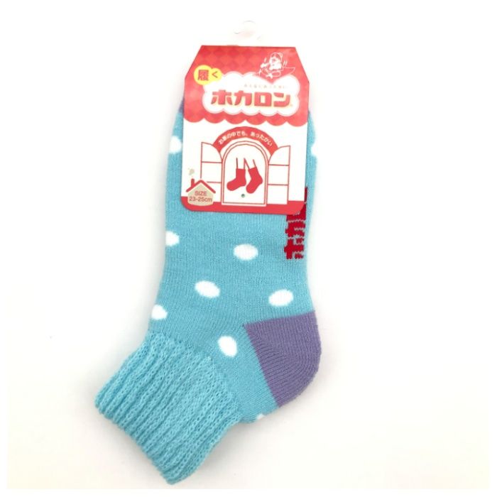婦人ホカロン　ドット柄靴下 サックス　23-25cm　DCHL017SX