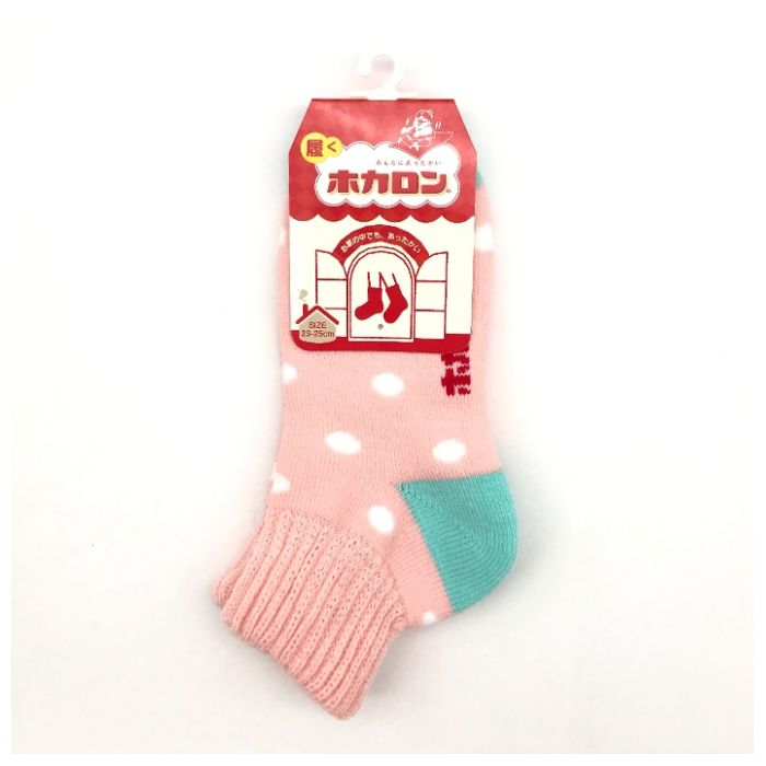 婦人ホカロン　ドット柄靴下 ピンク　23-25cm　DCHL017PK