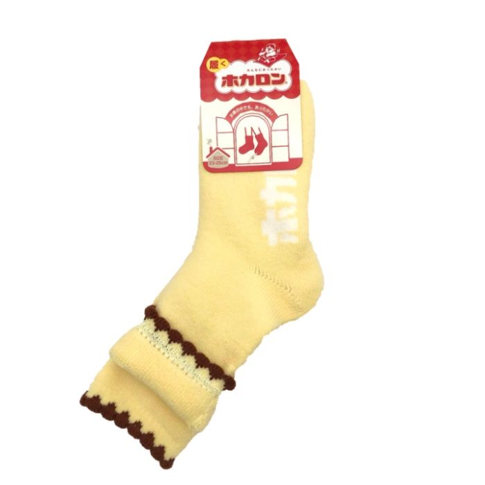 婦人ホカロン　ピコット靴下クルー丈 クリーム　23-25cm　DCHL016CR