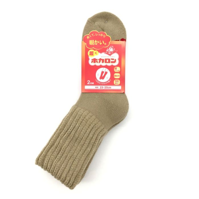 婦人ホカロン　起毛靴下クルー丈　2P ベージュ　23-25cm　DCHL031BE