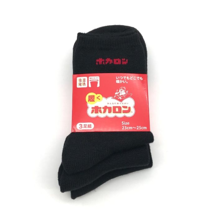 婦人ホカロン　発熱靴下クルー丈 ブラック　23-25cm　DCHL024BK