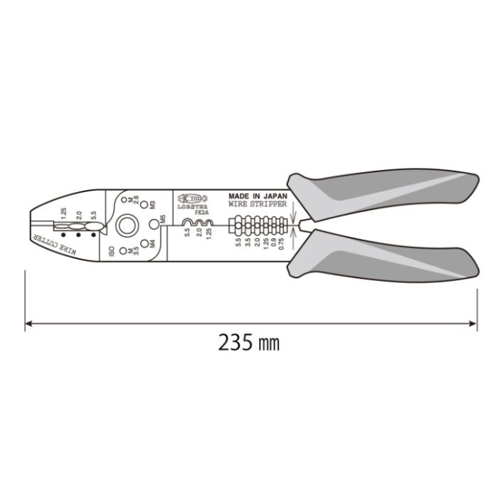 ロブテックス N エビ 電装圧着工具 NFFK2Aの説明画像6