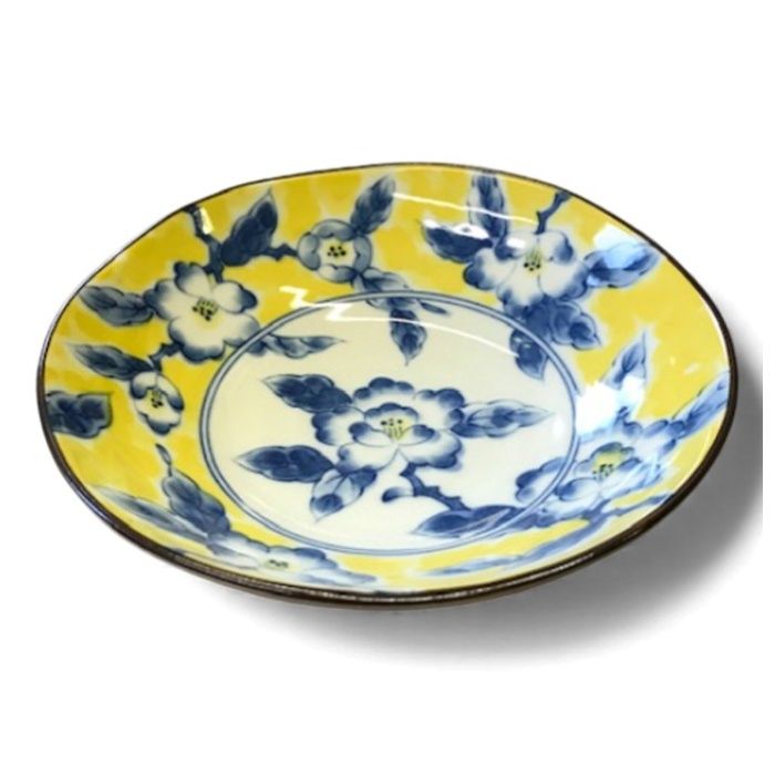 黄彩花紋 5.5浅鉢 六兵衛