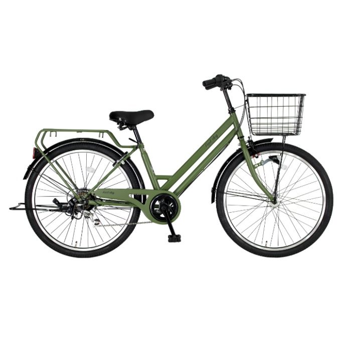 Feel sky FAT軽快車 26×1.95 6段 LEDオート マットオリーブ