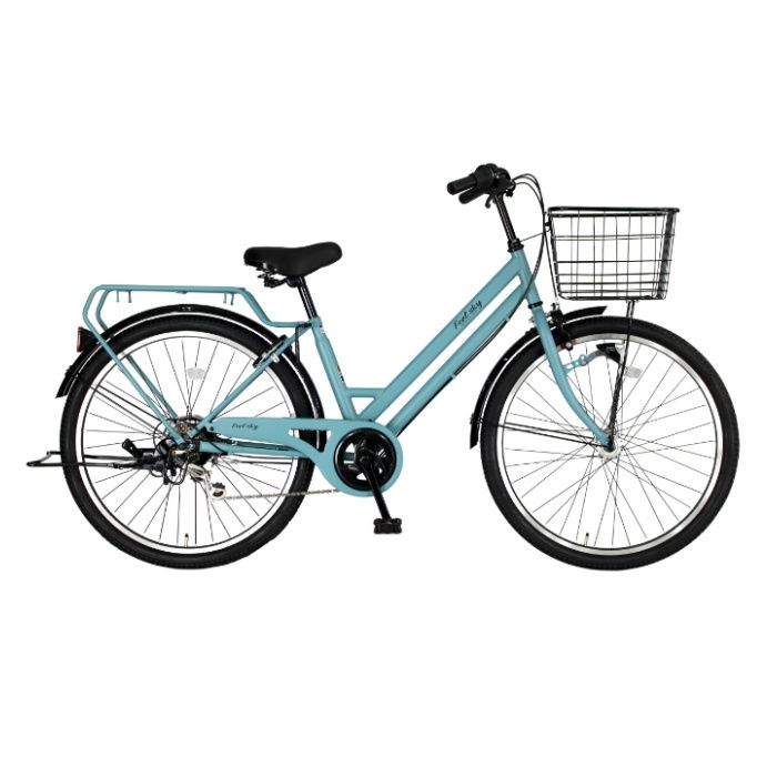 Feel sky FAT軽快車 26×1.95 6段 LEDオート マットライトブルー