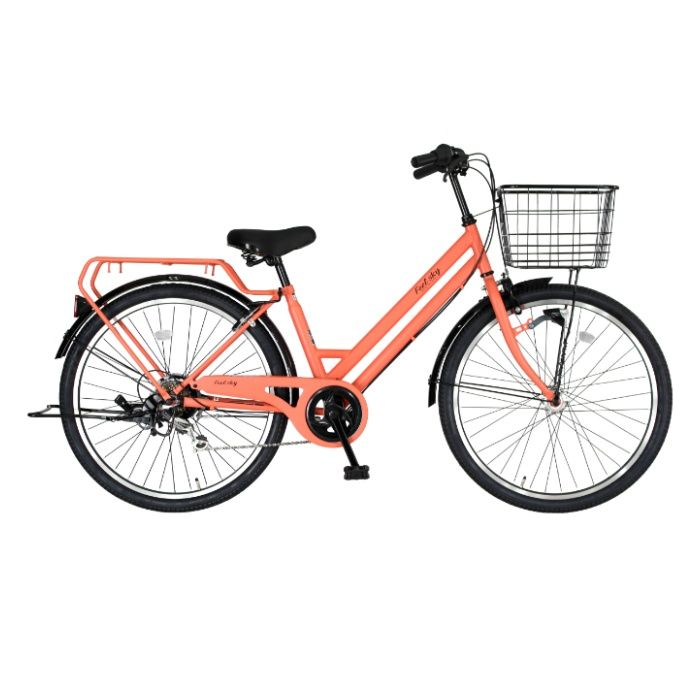 Feel sky FAT軽快車 26×1.95 6段 LEDオート マットピンク