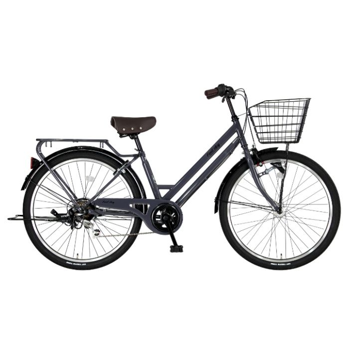 Feel sky パンクしにくい FAT軽快車BAA 26 6段 LEDオート ダークグレー