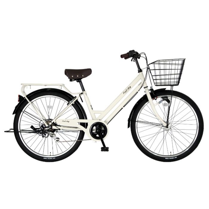 Feel sky パンクしにくい FAT軽快車BAA 26 6段 LEDオート ウオームグレー