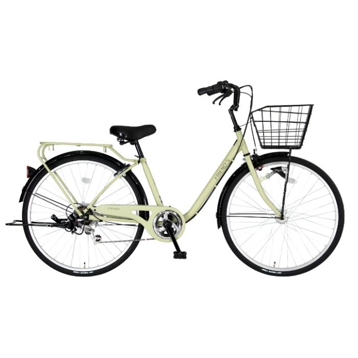 パンクしにくい軽快車フレンズBAA 26 6段 LEDオート ライトグリーン