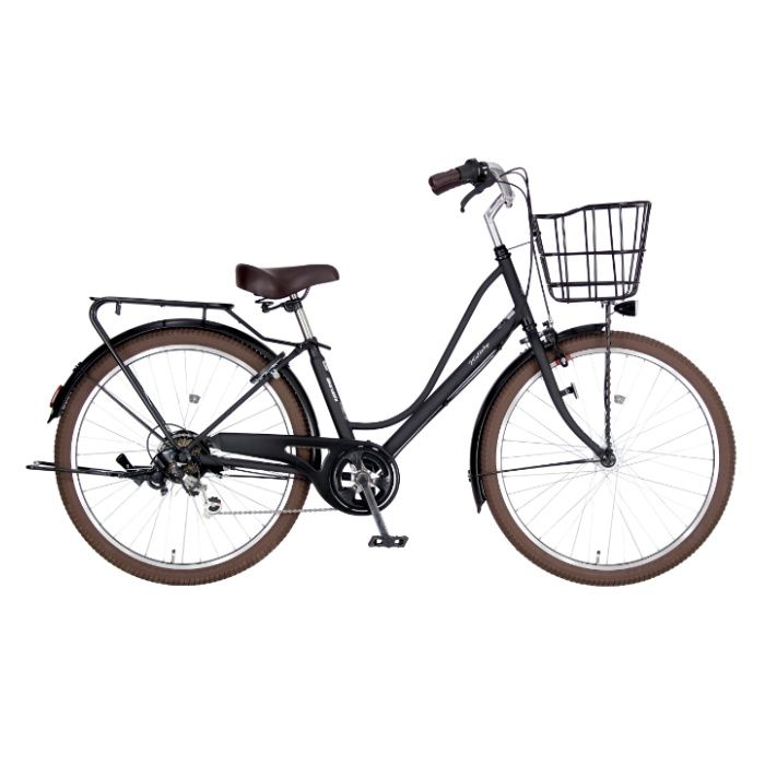 丸石サイクル ワラビー FAT軽快車 26 6段 LEDオート マットブラック