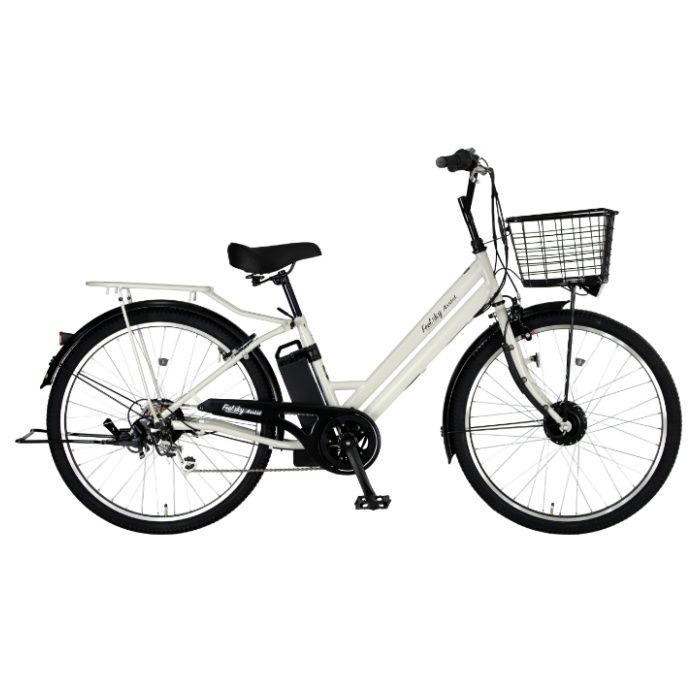 Feel sky 電動アシスト FAT軽快車 26 6段 LEDオート マットライトグレー