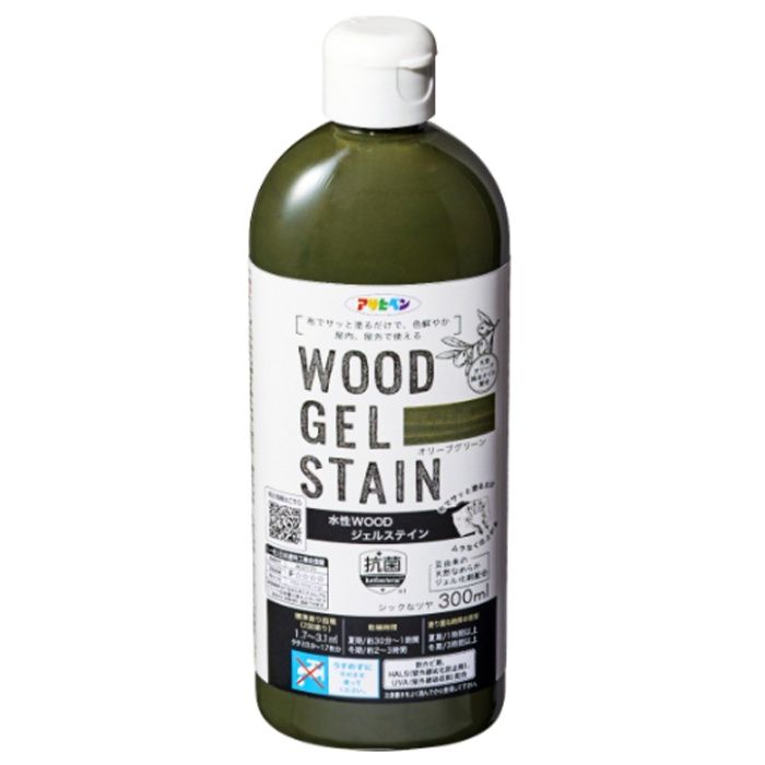 アサヒペン 水性WOODジェルステイン 300ML　オリーブグリーン