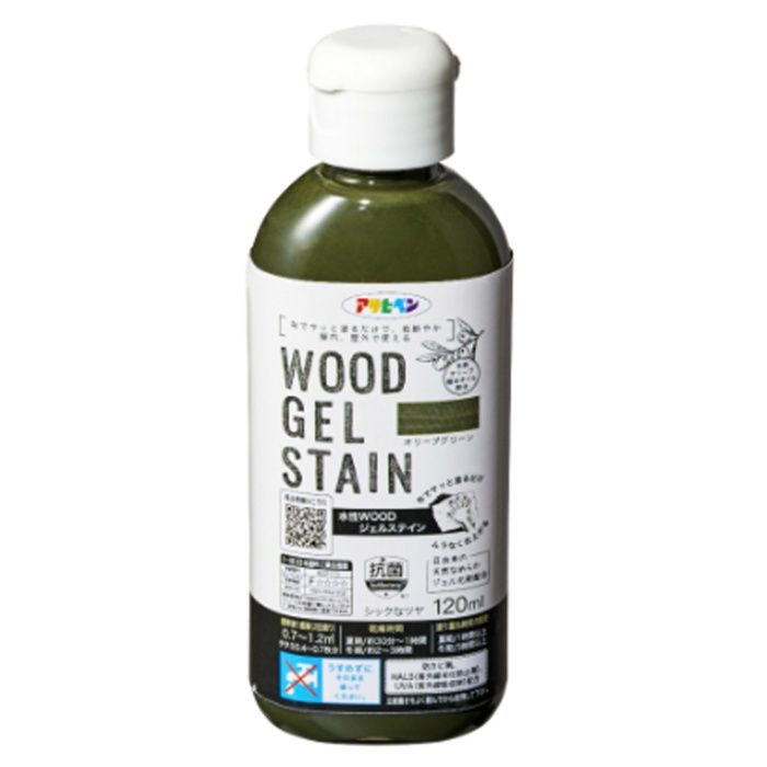 アサヒペン 水性WOODジェルステイン 120ML　オリーブグリーン