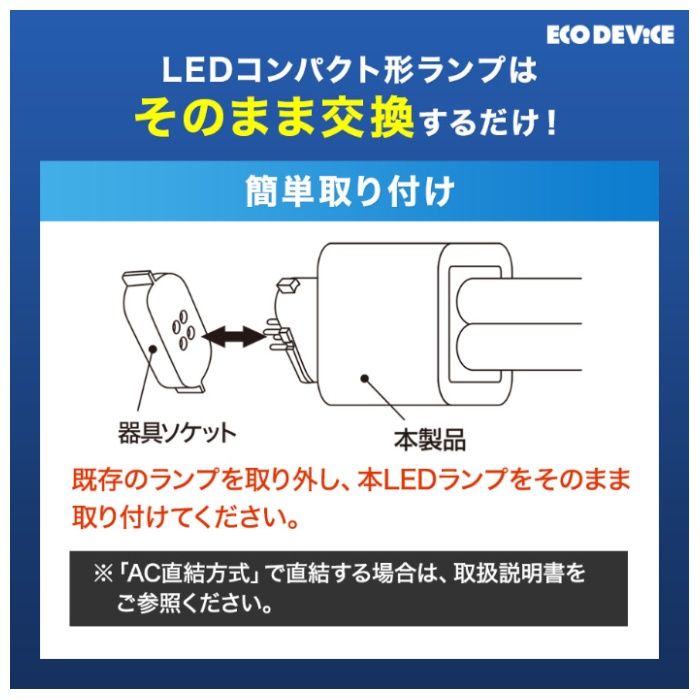 エコデバイス LEDコンパクトランプ　FDL18形　昼光色 EFDL18LED-Nの説明画像5