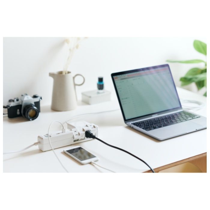 ファーゴ TAPKING USB3.4A AC8個口 ホワイト 1Mの説明画像2