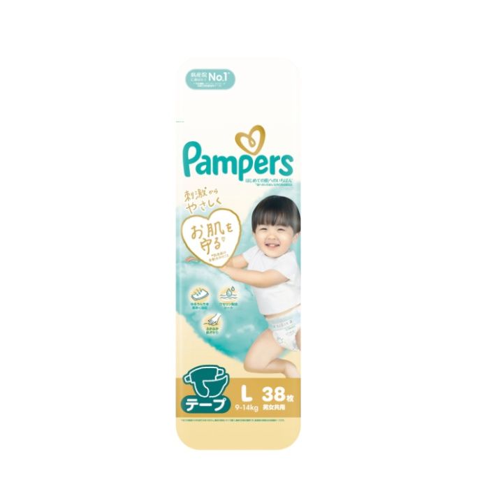 P&G パンパース はじめての肌へのいちばんテープ スーパージャンボ L 38枚 目安体重:9-14kg