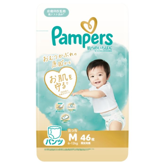 P&G パンパース はじめての肌へのいちばんパンツ スーパージャンボ  Mたっち 46枚 目安体重:6-12kg
