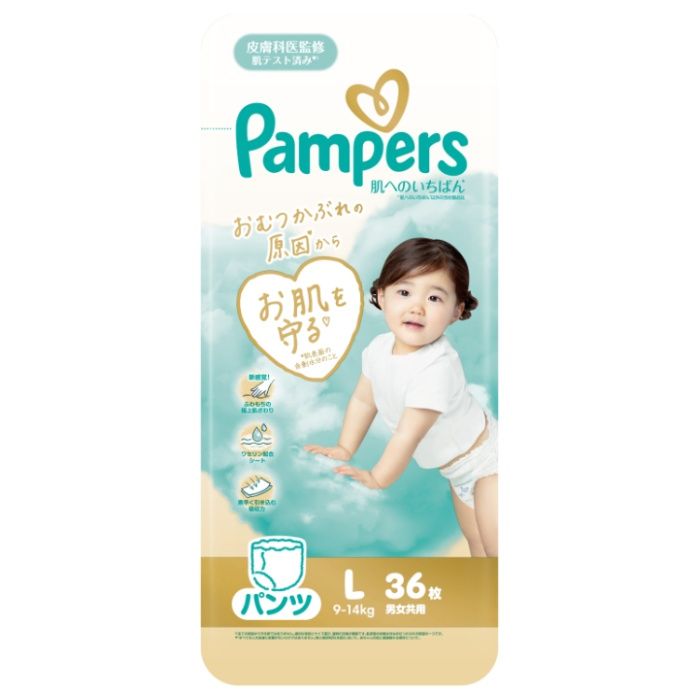 P&G パンパース はじめての肌へのいちばんパンツ スーパージャンボ  L 36枚 目安体重:9-14kg