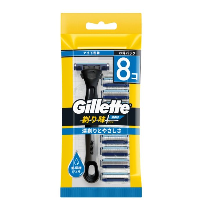 P&G ジレット 剃り味+プラス深剃り お得パック 本体+替刃8個