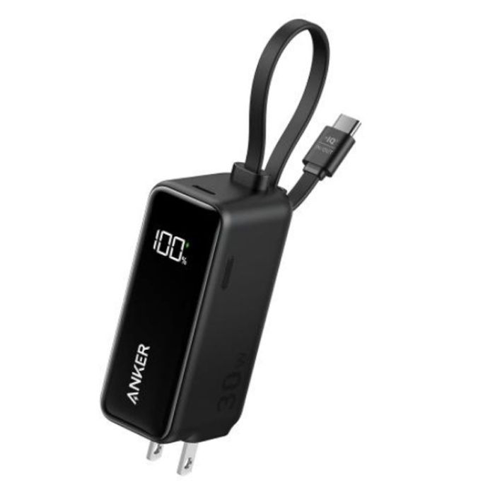 ANKER モバイルバッテリー　Anker Power Bank (30W, Fusion, Built-In USB-C ケーブル)　ブラック A1636N13