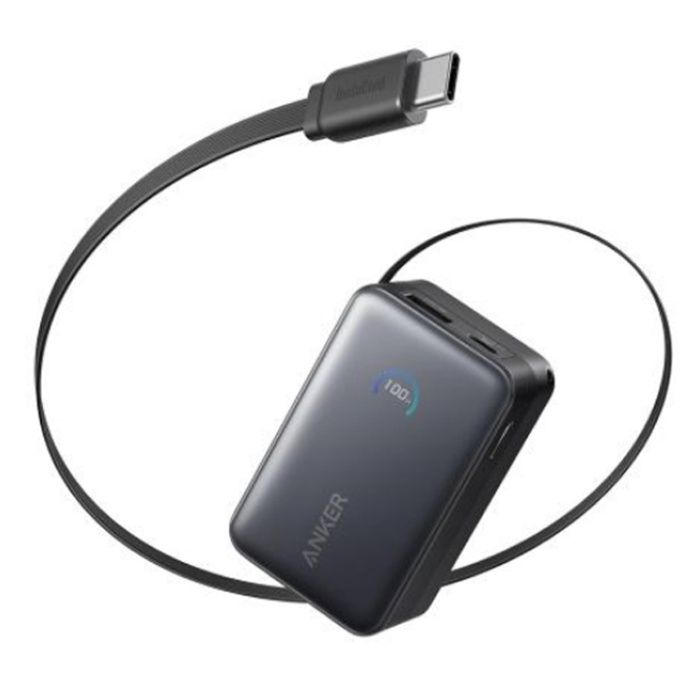 ANKER モバイルバッテリー　Anker Nano Power Bank (10000mAh, 45W, 巻取り式 USB-Cケーブル) A1638N11