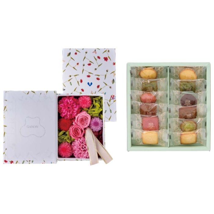 【GP26-AS】【母の日】「GANON FLORIST」監修 プリザーブドフラワーBOOKと「アンリ・シャルパンティエ」プティ・ガトー・アソルティ-承り締切:2026年4月30日の説明画像2
