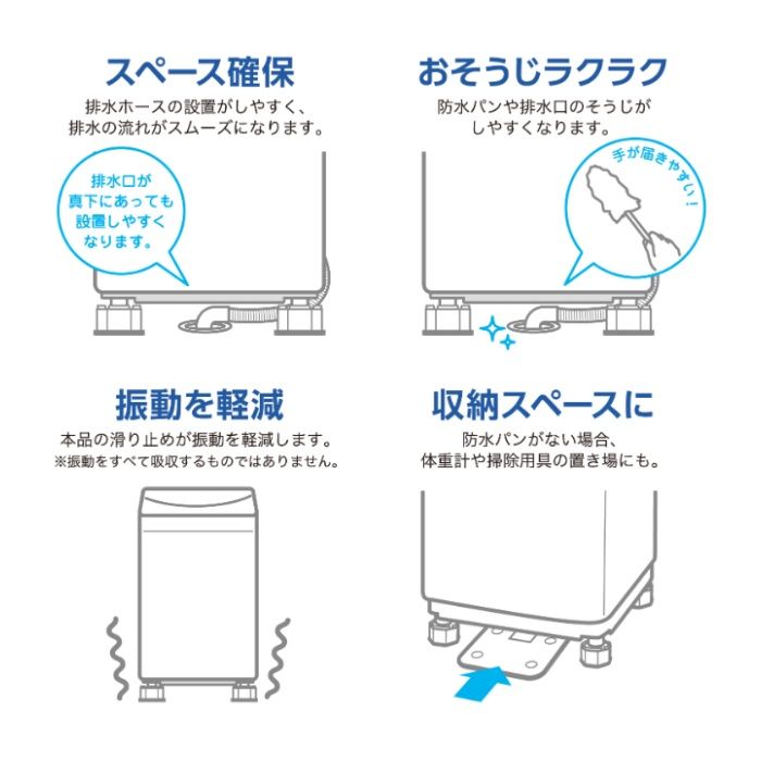 スマイルキッズ 洗濯機の高さをあげる足 AKO-13 防振の説明画像3