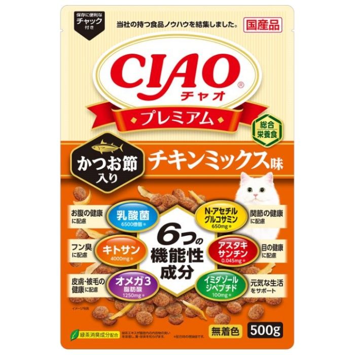 いなばペット CIAOプレミアム　かつお節入りチキンミックス味 500g