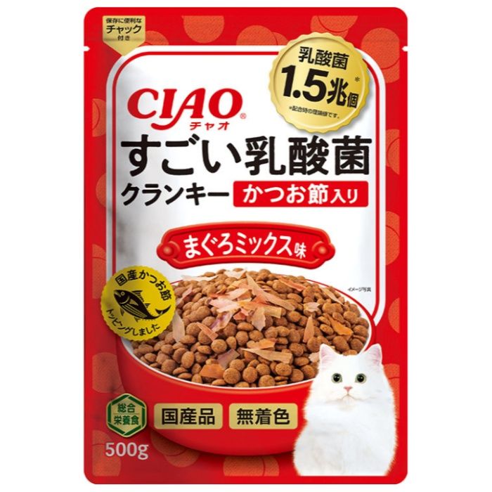 いなばペット CIAOすごい乳酸菌クランキー　かつお節入りまぐろミックス味 500g