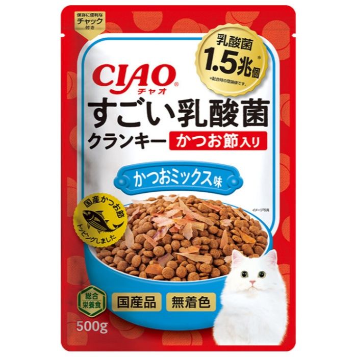 いなばペット CIAOすごい乳酸菌クランキー　かつお節入りかつおミックス味 500g
