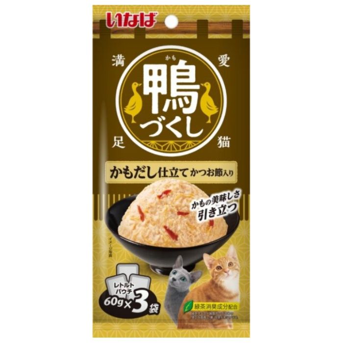 いなばペット 鴨づくし　かもだし仕立て　かつお節入り 60g×3袋