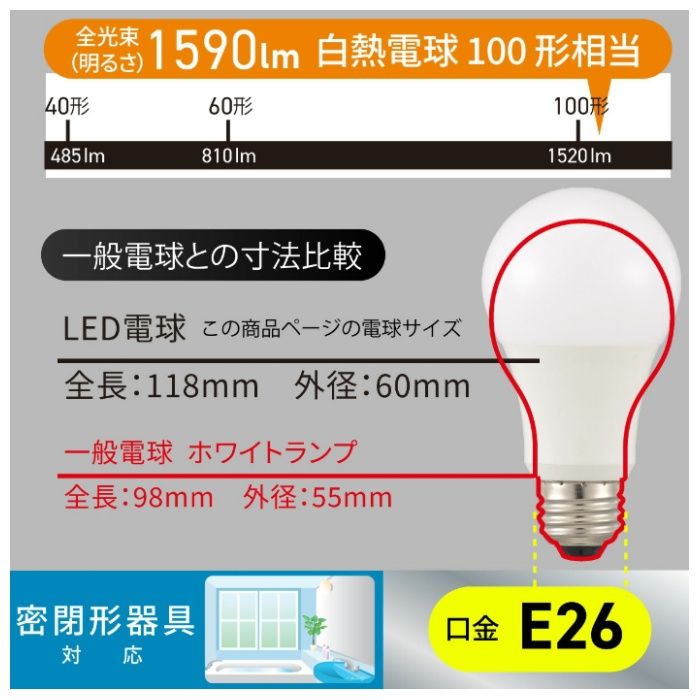 オーム電機 LED電球A E26 100形 電球色 LDA11L-G AG5Nの説明画像5