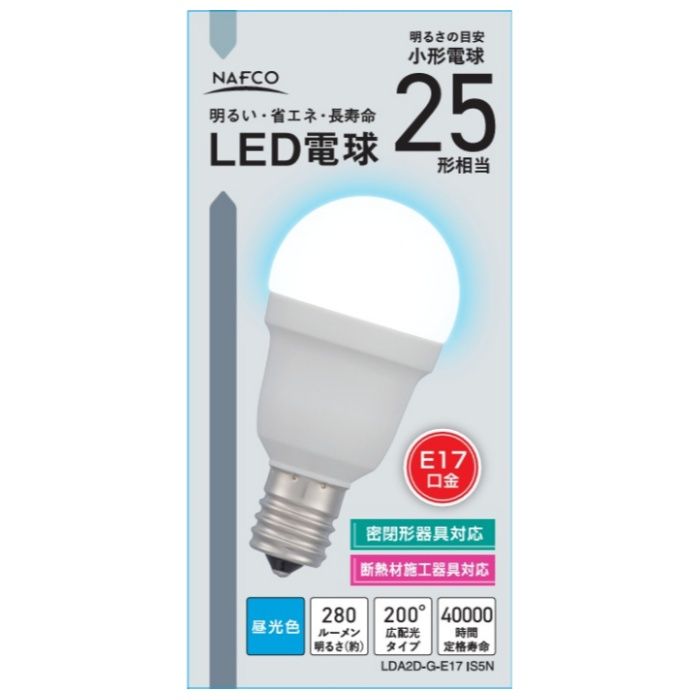 オーム電機 LED PS E17 25形 昼光色 LDA2D-G-E17 IS5N