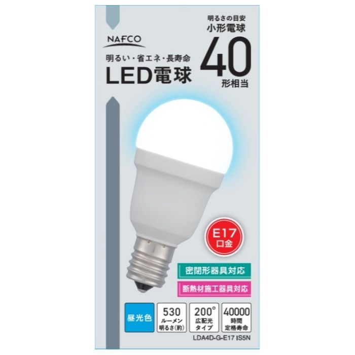 オーム電機 LED PS E17 40形 昼光色 LDA4D-G-E17 IS5N