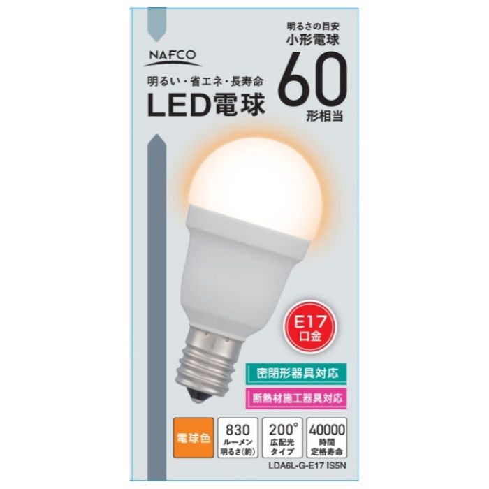 オーム電機 LED PS E17 60形 電球色 LDA6L-G-E17 IS5N