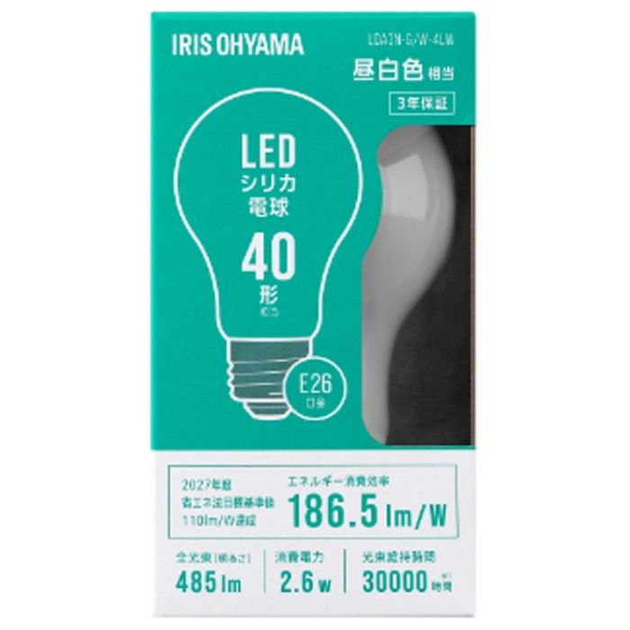 アイリスオーヤマ LEDシリカ電球 E26 全方向 40形相当 昼白色 LDA3N-G/W-4LW
