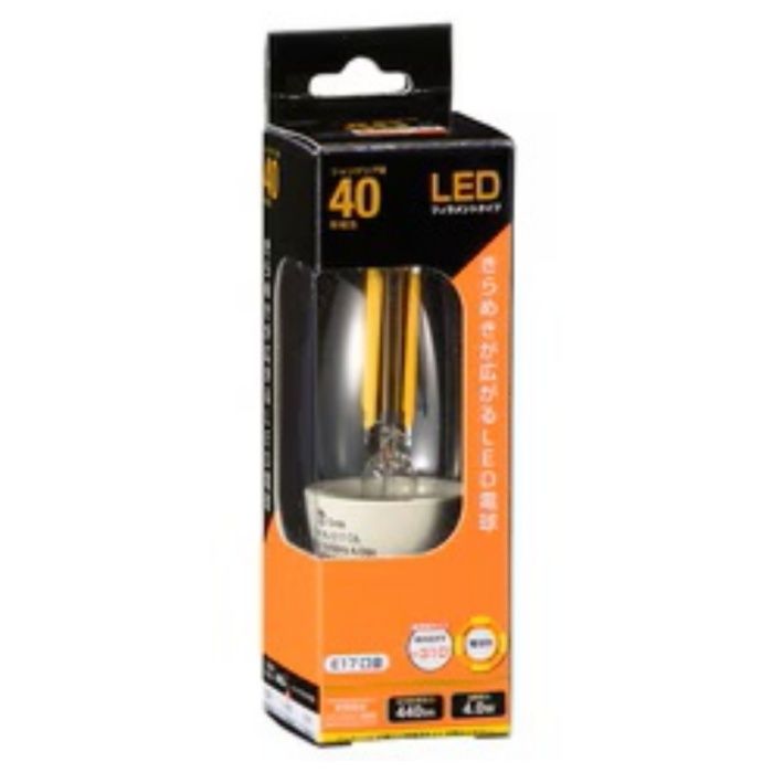オーム電機 LED電球 フィラメント シャンデリア球 E17 40形 電球色 クリア 全方向 LDC4L-E17 C6