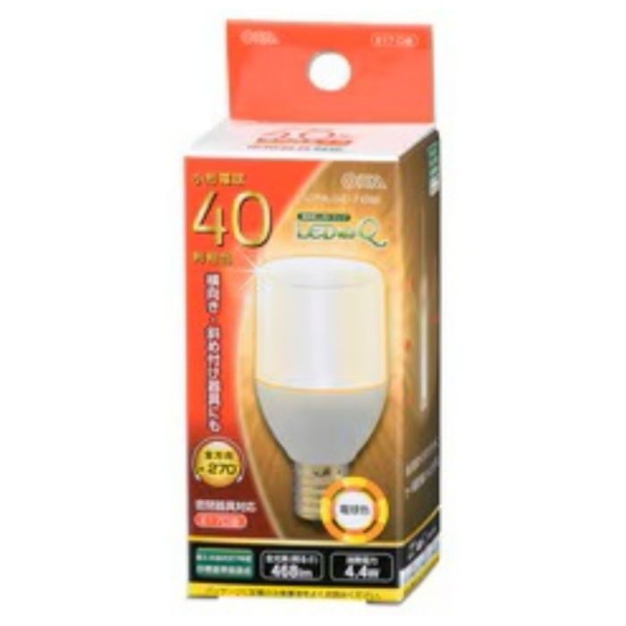 オーム電機 LED電球 T形 E17 40形相当 電球色 LDT4L-G-E17 IG92