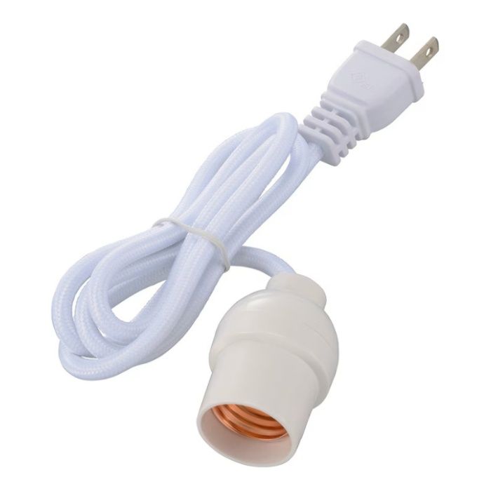オーム電機 コード付ソケット コンセント E26用 HS-L26PL/W