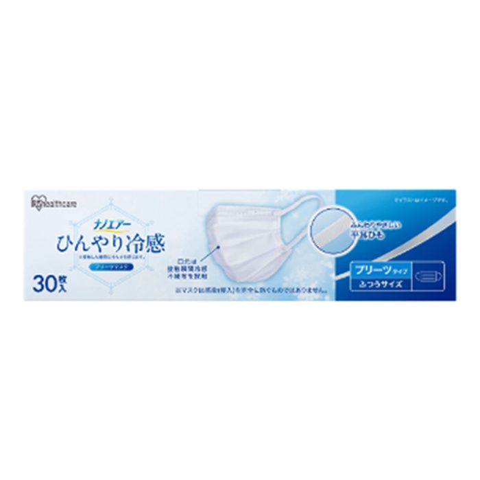 アイリスオーヤマ ナノエアー　ひんやり冷感プリーツマスク　ふつうサイズ　30枚入 KMW-PN30