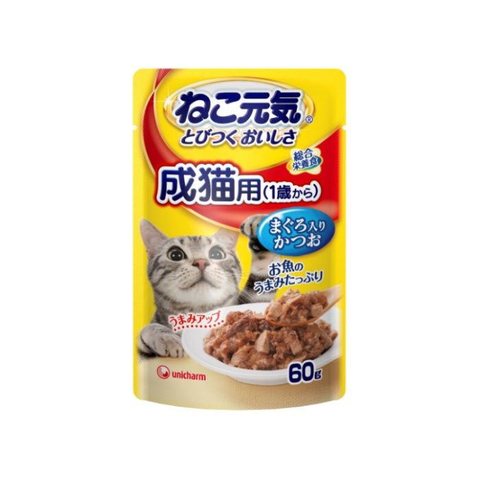 ねこ元気総合栄養食パウチ成猫まぐろかつお 60g